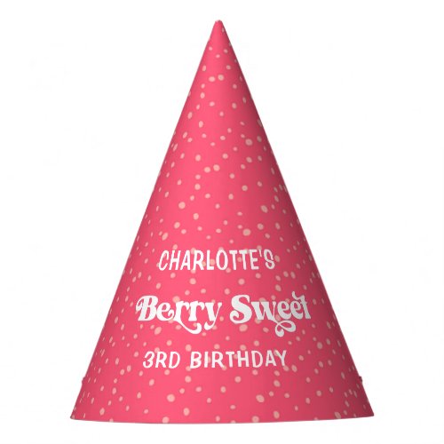 Boho Strawberry Berry Sweet Birthday  Party Hat