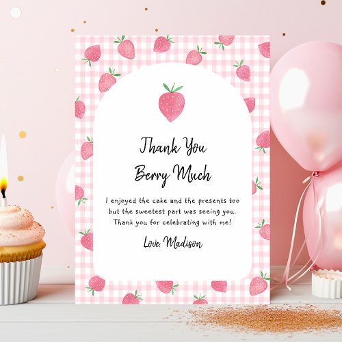 Boho Strawberry Berry Sweet Birthday Thank You Card