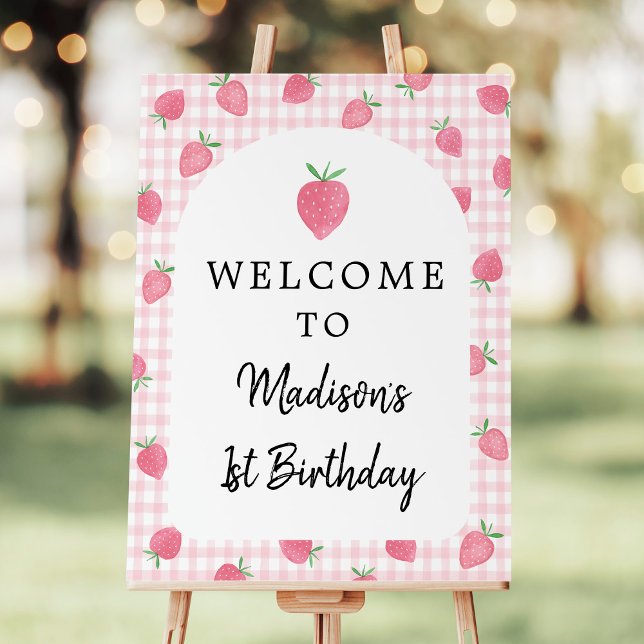 Boho Strawberry Berry Sweet Birthday Welcome Foam Board (Creator Uploaded)