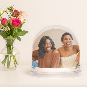 Boho Stripe Bridesmaid Proposal Photo Confetti Snow Globe