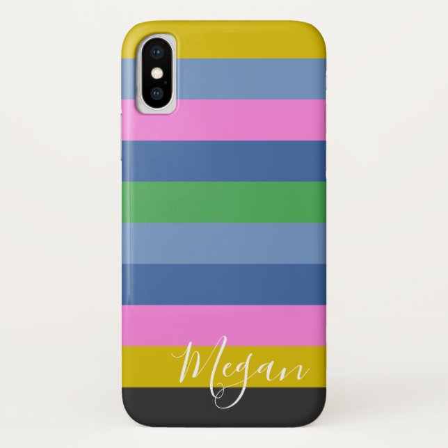 Boho Stripe Personalized Name Case-Mate iPhone Case (Back)