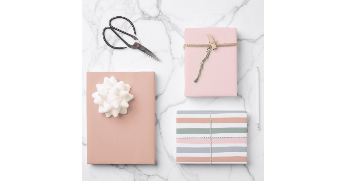 Boho Striped Birthday Girl Baby Shower Pink Orange Wrapping Paper