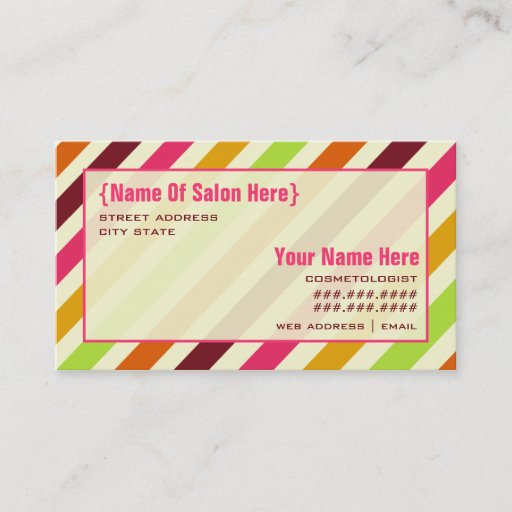 Customizable Boho Stripes Cosmetologist Salon Appointment Business Card Templates