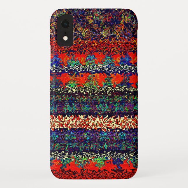 Boho Stripes on Fire Orange Denim Pattern Case-Mate iPhone Case (Back)