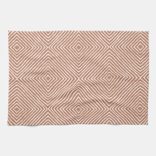 Boho Stripes Pattern Terracotta and White Kitchen Towel