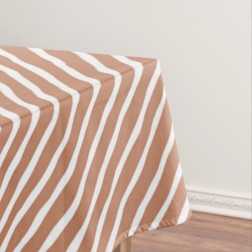 Boho Stripes Pattern Terracotta and White Tablecloth