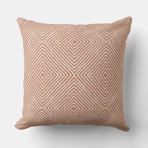 Boho Stripes Pattern Terracotta and White Throw Pillow
