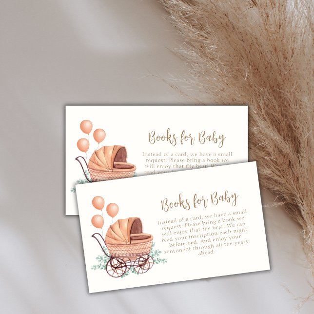 Boho Stroller Balloon Books For Baby Shower Enclosure Card (Boho Stroller Balloon Books For Baby Shower Enclosure Card)