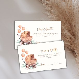 Boho Stroller Balloon Diaper Raffle Baby Shower Enclosure Card