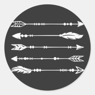 Boho Style Arrows in White Classic Round Sticker