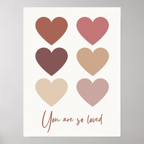 Boho Style Art Hearts You Are So Loved Poster