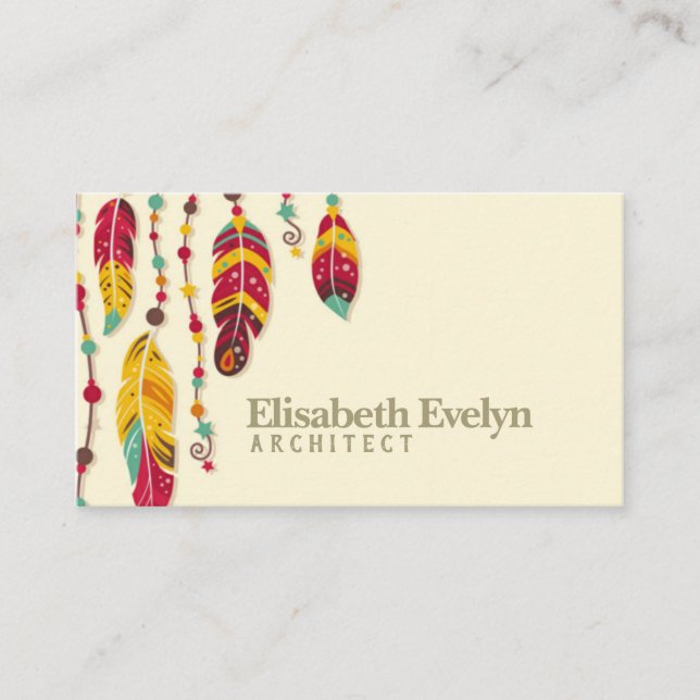 Boho style background business card (Front)