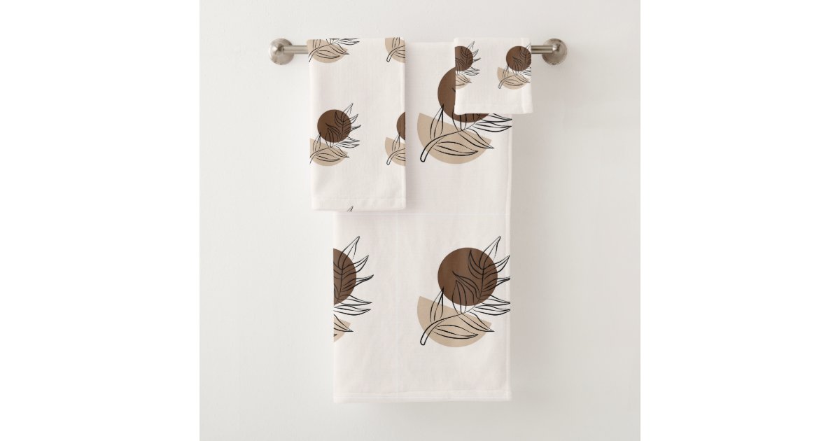 Boho Style Bohemian Minimalist Art Bath Towel Set | Zazzle