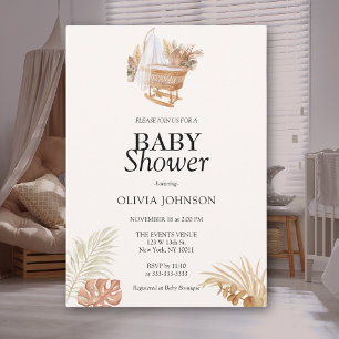 Boho Style Chic Gender Neutral Brown Baby Shower Invitation