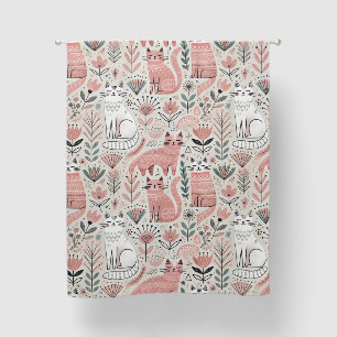 Boho Style Curtain with Cute Cat Pattern – Stylish