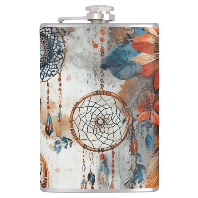 Boho style design with dreamcatchers flask (Front)