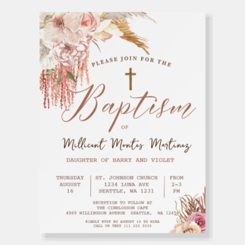 Boho Style Fall Baptism Welcome Sign