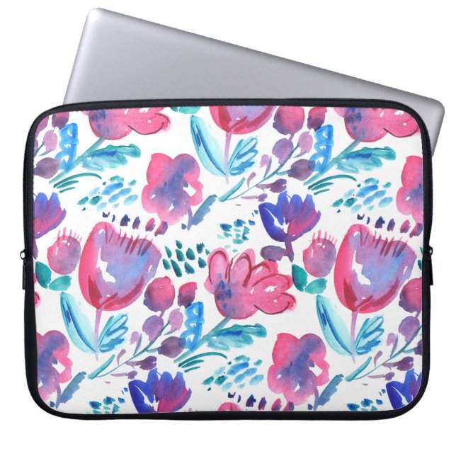 boho style floral rustic hand drawn illustration.  laptop sleeve (Front)