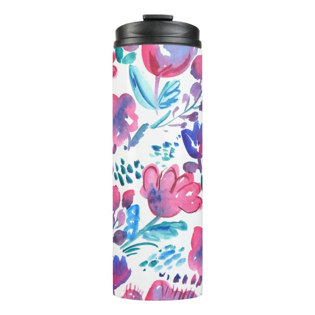 boho style floral rustic hand drawn illustration.  thermal tumbler (Front)