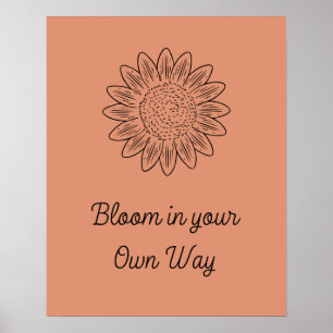 Boho Style Flower Minimalist Bloom motivation Poster