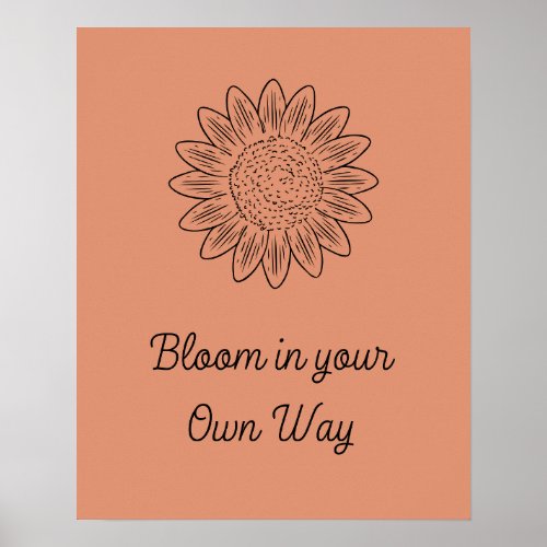 Boho Style Flower Minimalist Bloom motivation  Poster