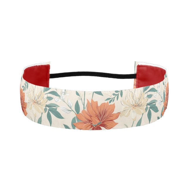 Boho style flowers pattern light colors athletic headband (Front)