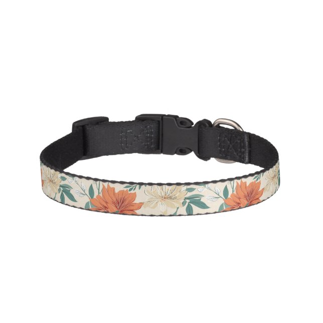 Boho style flowers pattern light colors pet collar (Front)