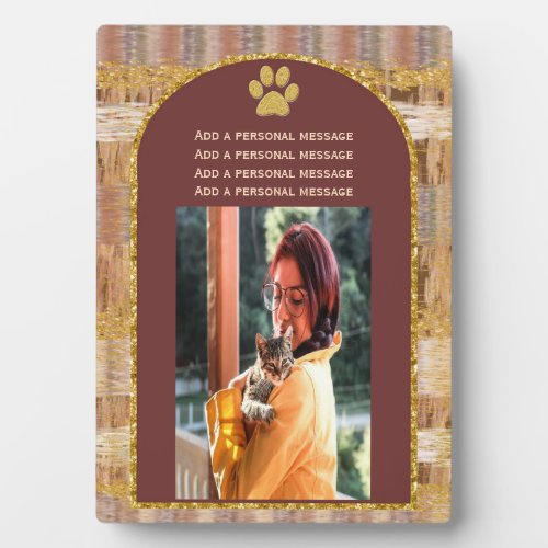 Boho Style Gold Glitter  Arche Custom Pet Photo Plaque