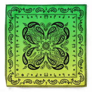 Boho Style Green and Yellow Gradient Paisley Bandana