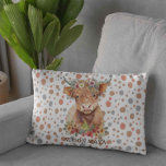 Boho Style Highland Cow Natural Cute Floral Design Accent Pillow<br><div class="desc">Complete your nursery with a unique, personalized accent piece! Our soft and cosy Floral Highland Cattle Baby Accent Pillow is the perfect addition to any child's bedroom. With a watercolor illustration of a highland cow adorned with pink and peach flowers, this pillow will bring life and charm to your little...</div>