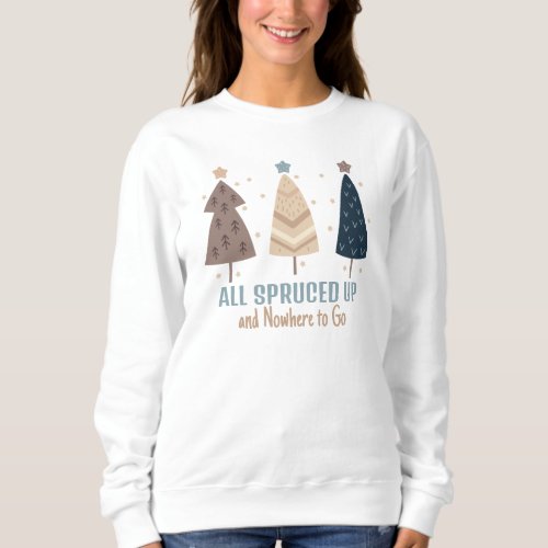 Boho Style Neutral Color Christmas Trees Sweatshirt