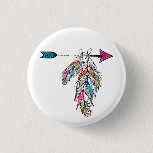 boho style ornamental feathers hanging button (Front)