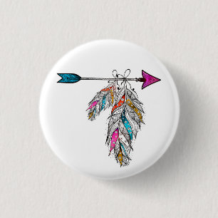 boho style ornamental feathers hanging button