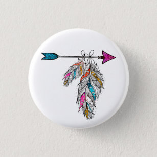 boho style ornamental feathers hanging button