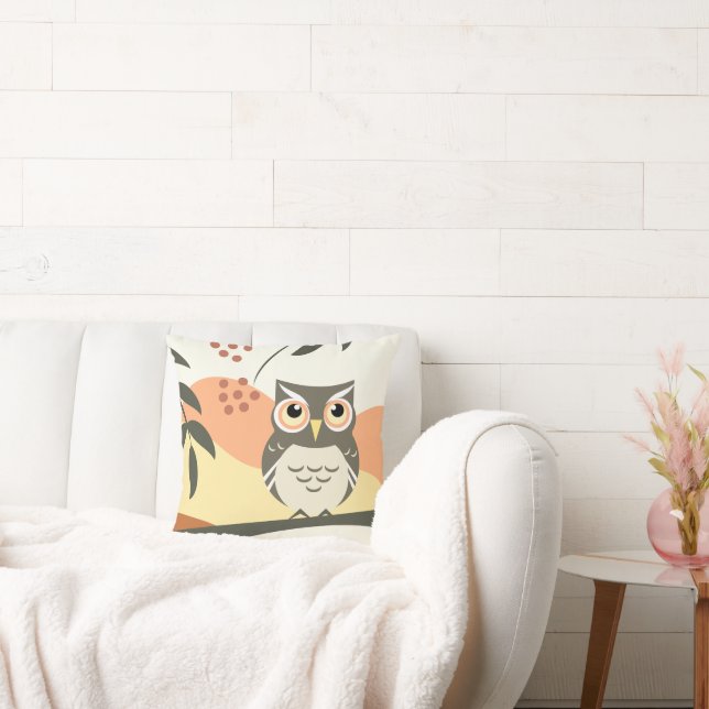 Boho Style Owl Design Pillow (Couch)