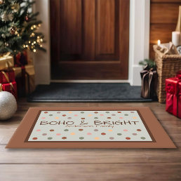 Boho Style Polka Dot Customizable Name Holiday Doormat