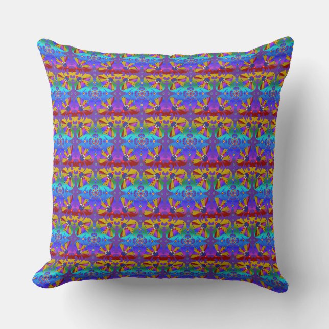 Boho Style | Purple and Aqua Beautiful Throw Pillow (Front)