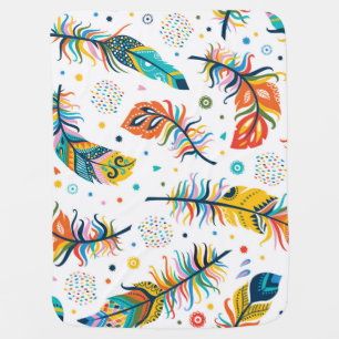 Boho style, seamless feather pattern. baby blanket