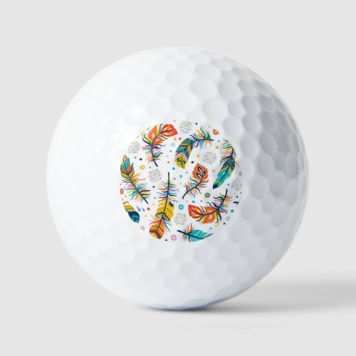 Boho style seamless feather pattern golf balls