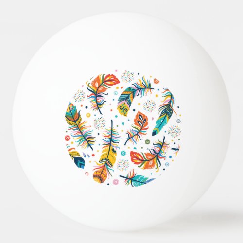 Boho style seamless feather pattern ping pong ball