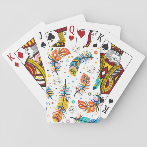 Boho style seamless feather pattern playing cards