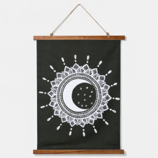 Boho style Sun & Moon mandala art Hanging Tapestry