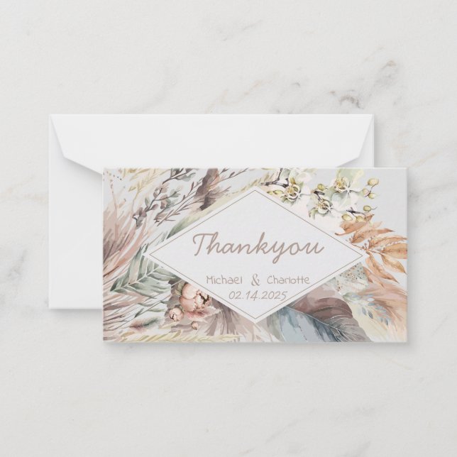Boho Style Thankyou Note Card (Front)