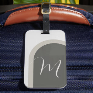Boho Stylish Arch with Script Monogram Initial Luggage Tag