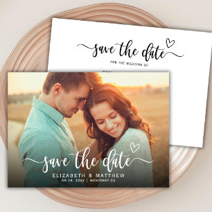 Boho Stylish Heart Script One Photo Wedding Save The Date