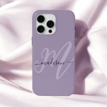 Boho Stylish Lavender Script Monogram and Name