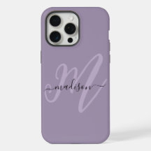 Boho Stylish Lavender Script Monogram and Name