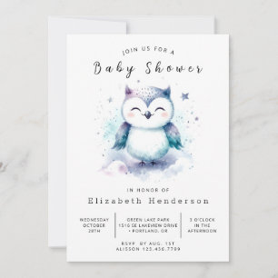 Boho Stylish Owl Baby Shower Invitation