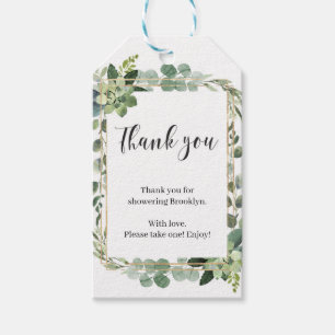 Boho succulent bridal shower gift tag greenery