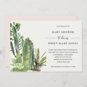 BOHO SUCCULENT DESERT CACTI FAUNA BABY SHOWER INVITATION (Front/Back)